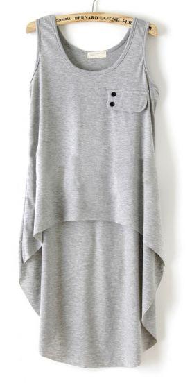 Shein Grey Simple Styel High Low Baisc Top