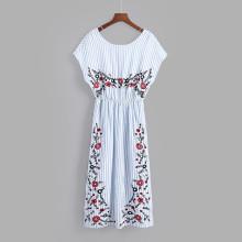 Shein Contrast Stripe Embroidery Dress
