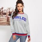 Shein Striped Trim Drop Shoulder Sweatshirt
