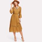 Shein Cut Out Flounce Sleeve Ruched Waist Dress