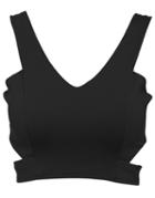 Shein Black V Neck Zipper Crop Tank Top
