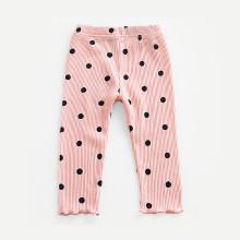 Shein Girls Lettuce Edge Trim Polka Dot Pants