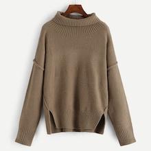 Shein Plus Dip Hem High Neck Solid Jumper