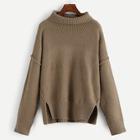 Shein Plus Dip Hem High Neck Solid Jumper