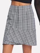 Shein Asymmetric Overlap Hem Plaid Skirt