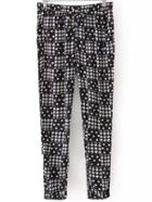 Shein Black Geometric Print Pant With Draw Cord Waist