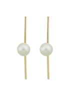 Shein White Beads Simulated-pearl Long Stud Earrings