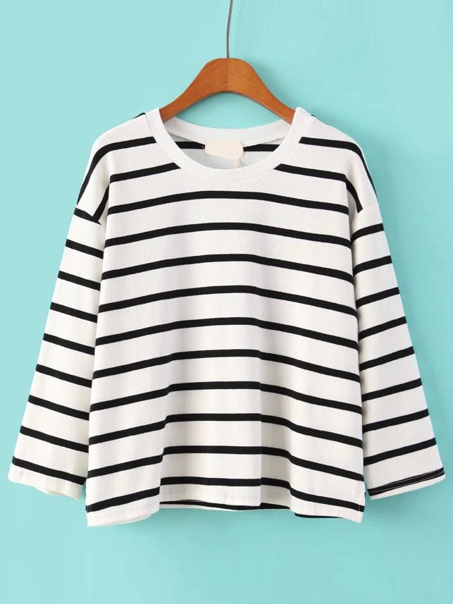 Shein Striped White T-shirt
