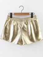 Shein Gold Elastic Waist Pu Shorts