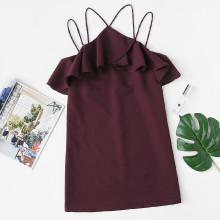 Shein Strappy Ruffle Neck Dress
