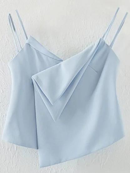 Shein Blue Dual Strap Asymmetric Hem Cami Top