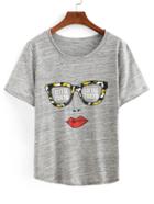 Shein Sunglasses & Lip Print T-shirt
