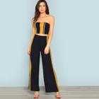 Shein Striped Crop Top & Wide Leg Pants Co-ord