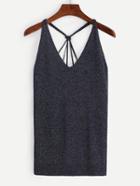 Shein Strappy Knotted Racerback Top - Navy