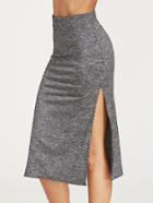 Shein Grey Marled Knit Double High Slit Skirt