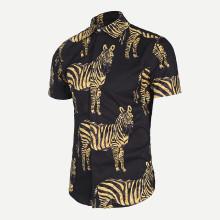 Shein Men Zebra Print Blouse