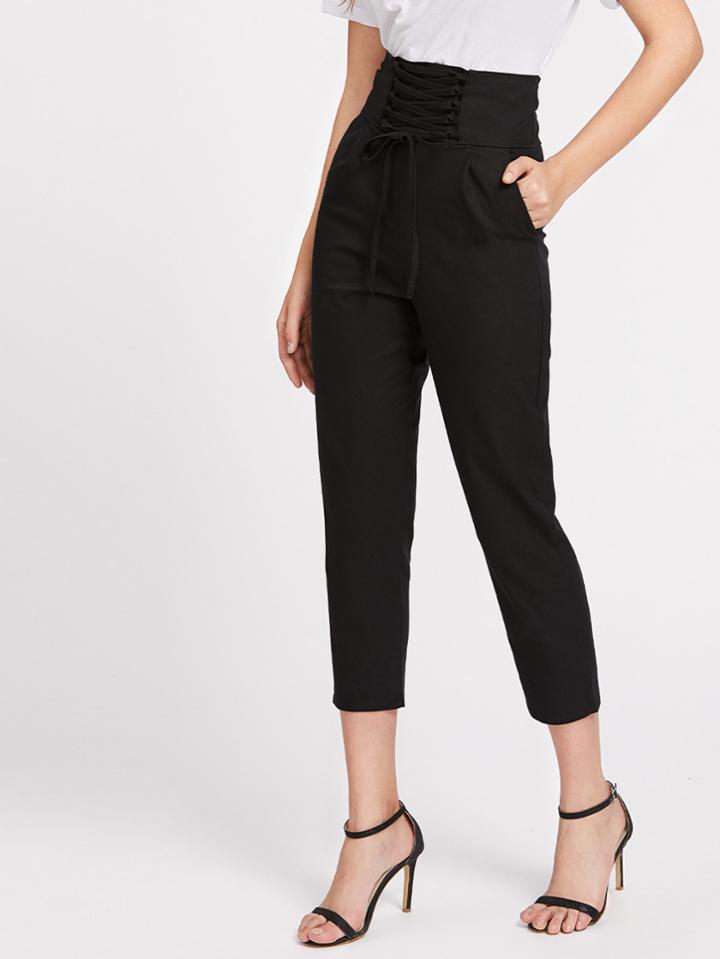Shein Lace Up Empire Cropped Pants
