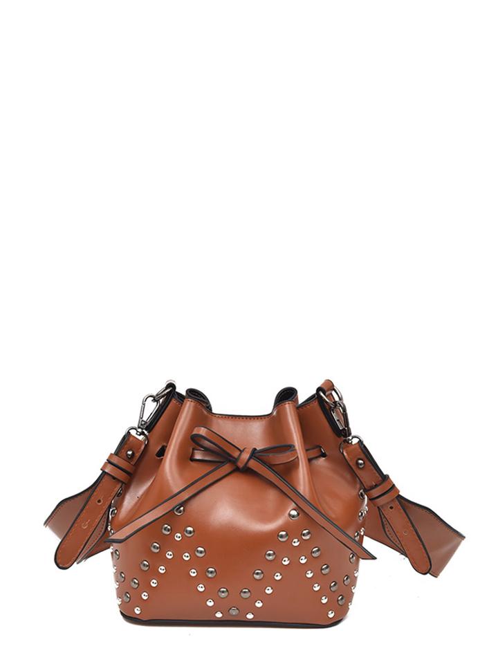 Shein Studded Detail Bucket Bag With Bow
