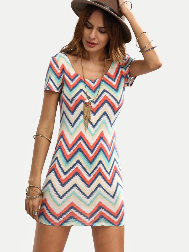 Shein Multicolor Zigzag Print Bodycon Dress