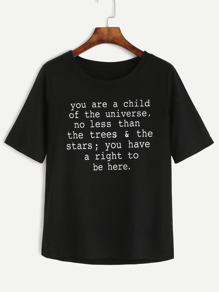 Shein Letters Print Loose T-shirt