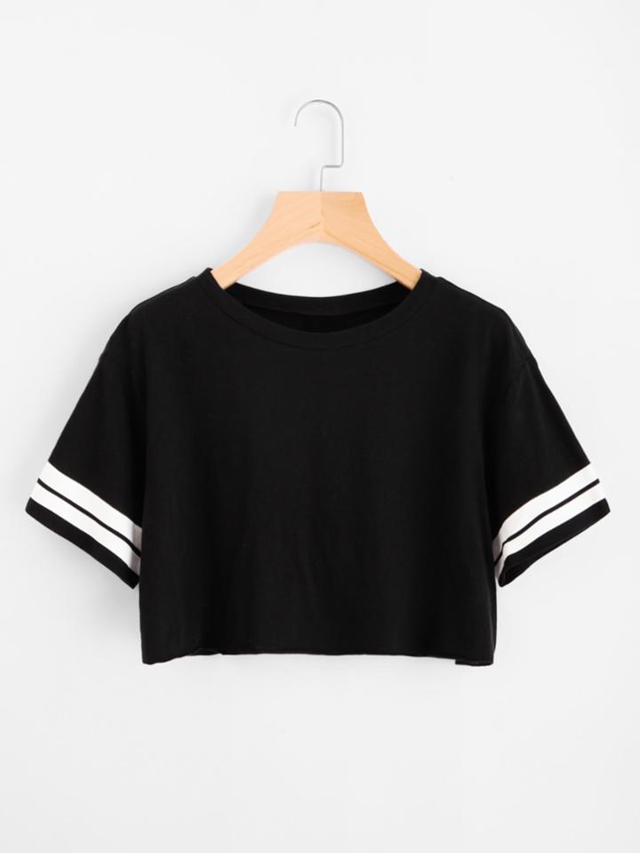 Shein Varsity Striped Crop Tee