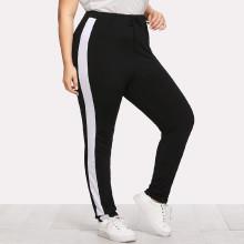 Shein Plus Contrast Panel Side Pants