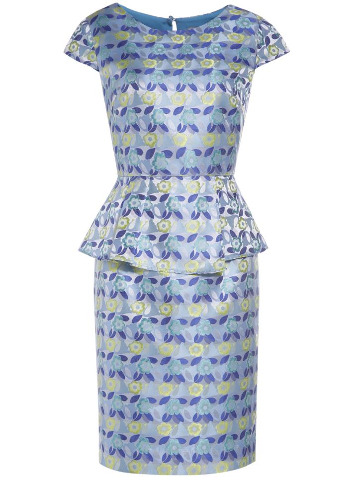 Shein Multicolor Peplum Flowers Print Sheath Dress