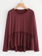 Shein Drop Shoulder Frill Hem High Low Tee