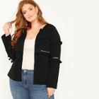 Shein Plus Lace Insert Open Front Short Coat