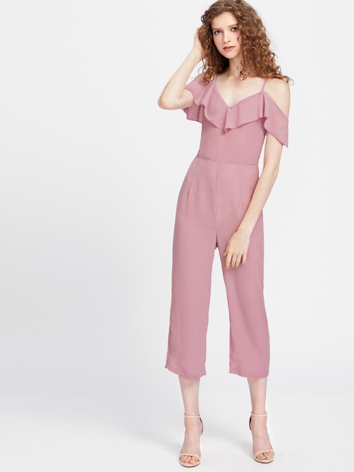 Shein Cami Straps Frill Trim Jumpsuit