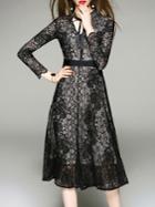 Shein Tie Neck Lace A-line Dress