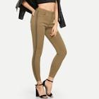 Shein Solid Contrast Trim Ankle Jeans