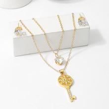 Shein Key Layered Chain Necklace & Earrings