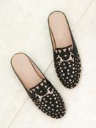 Shein Black Gold Stud Embellished Slip-on Loafers