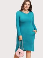 Shein Peacock Green Flounce Hem Dress