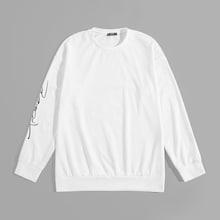 Shein Men Drop Shoulder Letter Pullover