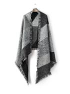 Shein Grey Patchwork Raw Edge Shawl Scarf