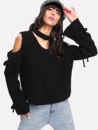 Shein Choker Neck Open Sleeve Sweater