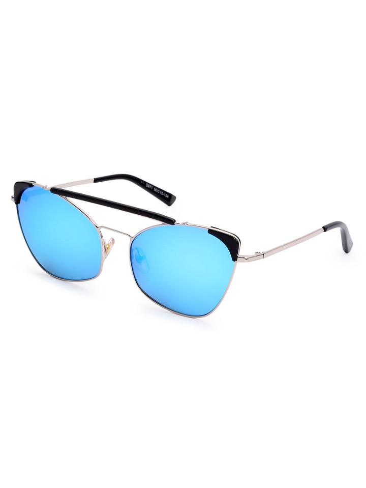 Shein Metal Frame Double Bridge Blue Lens Sunglasses