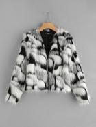 Shein Two Tone Faux Fur Open Front Coat