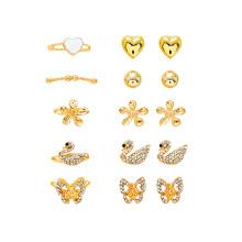 Shein Swan & Heart Design Ring & Earring Set