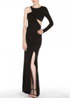 Rosewe Enchanting Black One Sleeve Open Back Black Maxi Dress