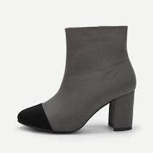 Shein Zipper Side Cap Toe Ankle Boots