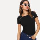 Shein Faux Pearl Split Sleeve Tee
