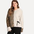 Shein Plus Contrast Leopard Teddy Sweatshirt