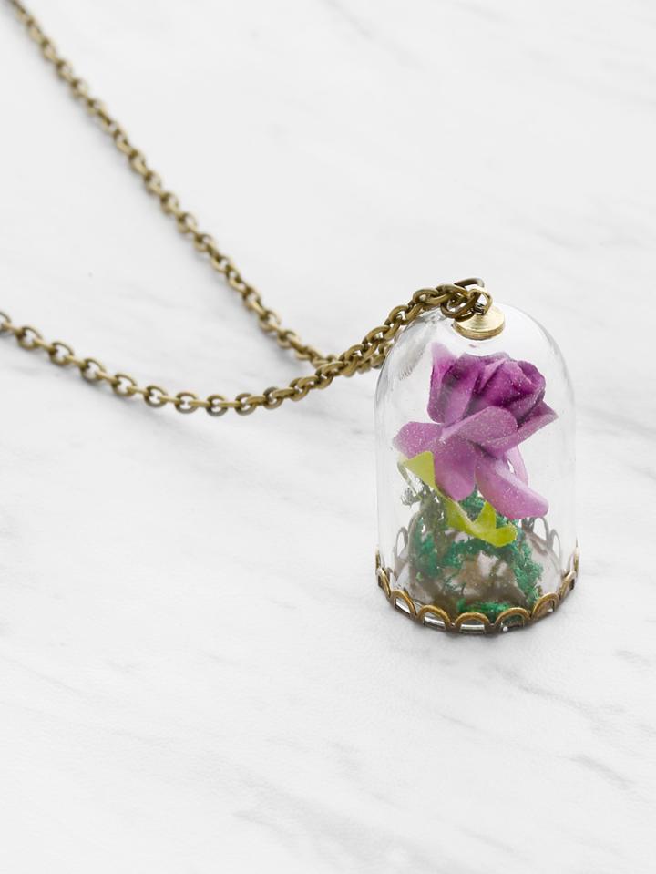 Shein Luminous Glass Flower Pendant Necklace