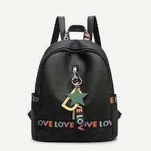Shein Star Charm Slogan Ribbon Backpack