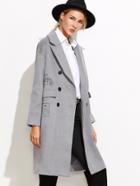 Shein Grey Drop Shoulder Drawing Print Coat