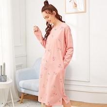Shein Cherry Print Split Side Night Dress