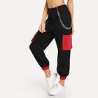 Shein Chain Embellished Two Tone Pants